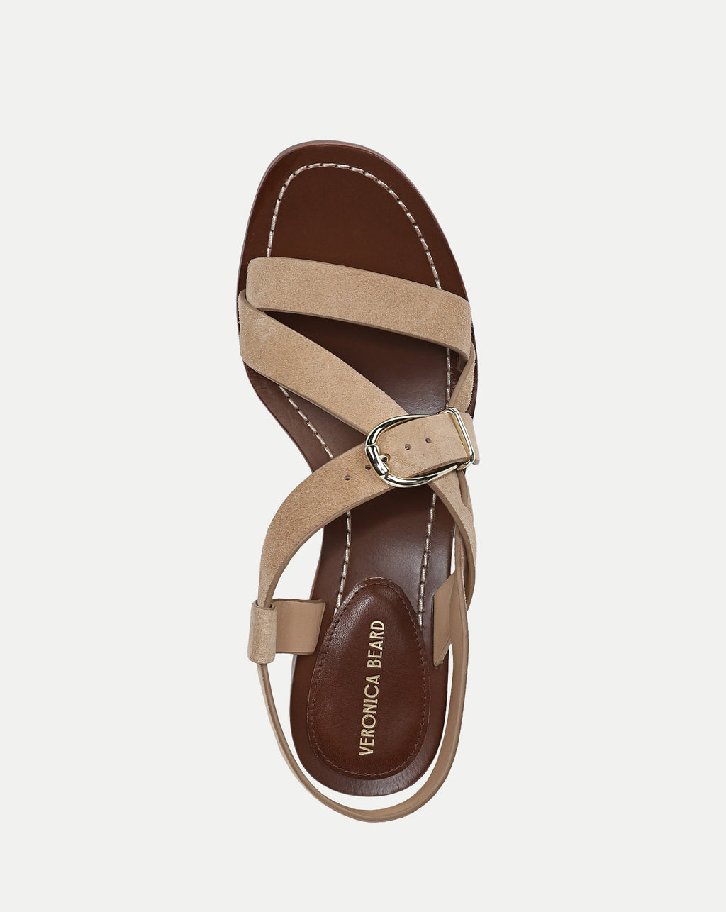 Veronica Beard Etta Suede Mid-Heel Sandal - Sand