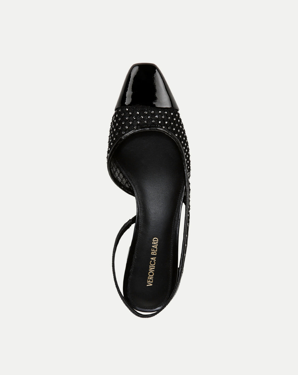 Veronica Beard Cecile Rhinestone Mesh Cap-Toe Slingback - Black Rhinestone