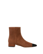 Veronica Beard Cecile Suede Cap-Toe Bootie - Cedar/Black