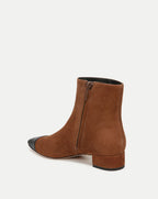 Veronica Beard Cecile Suede Cap-Toe Bootie - Cedar/Black