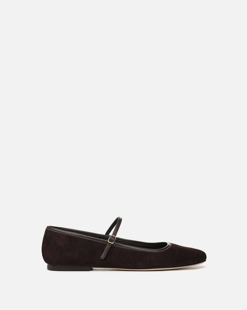 Veronica Beard Ellie Suede Flat - Espresso