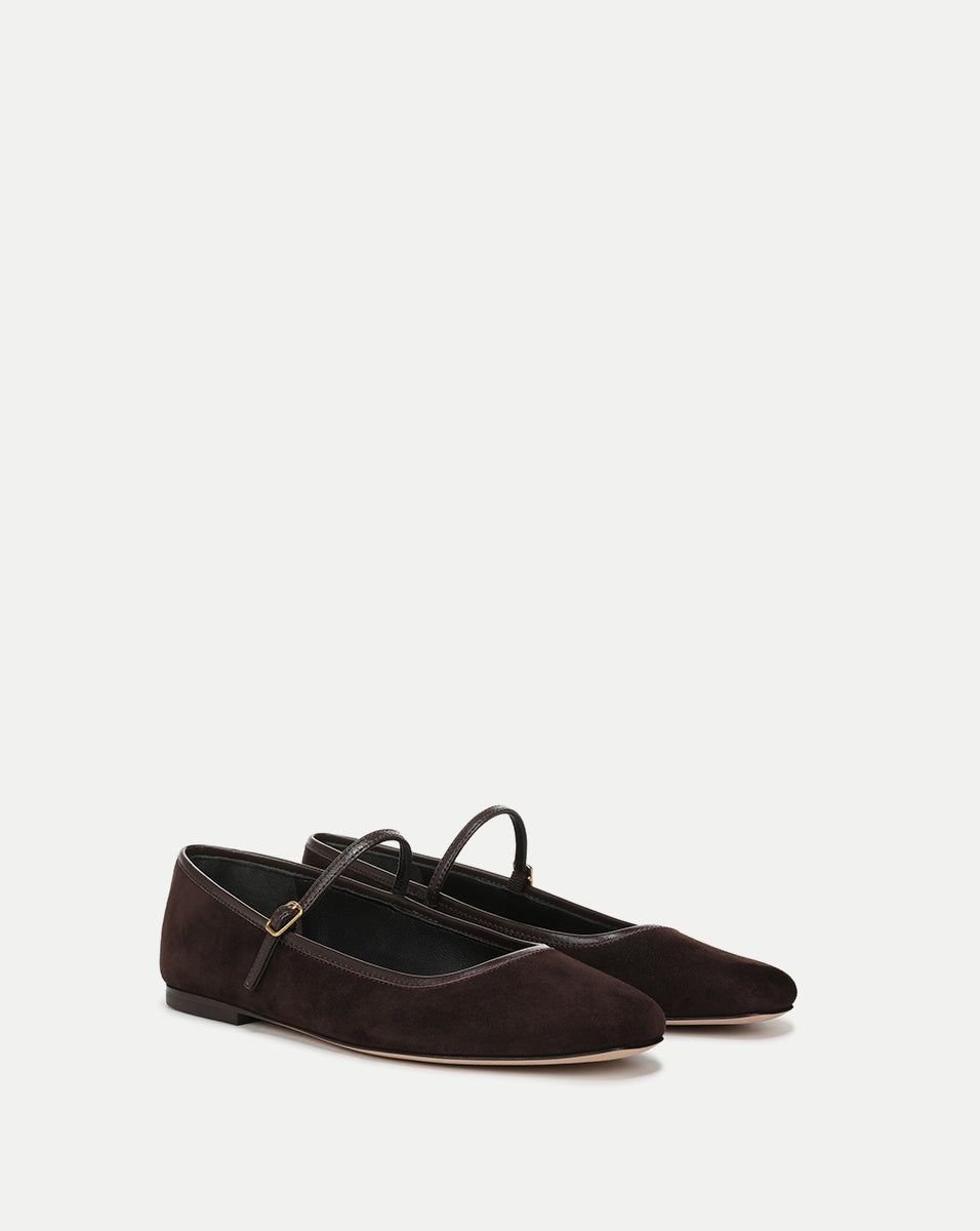 Veronica Beard Ellie Suede Flat - Espresso
