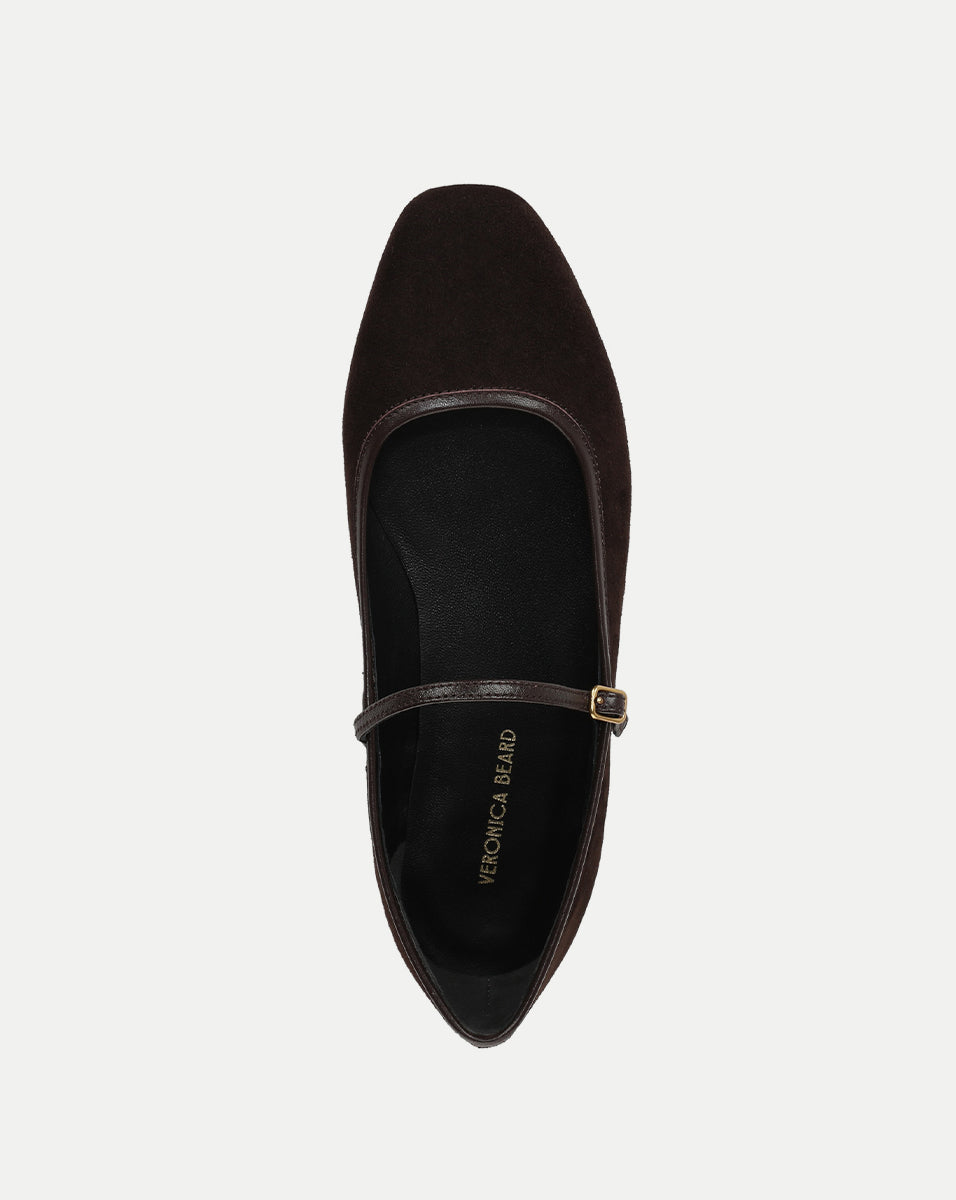 Veronica Beard Ellie Suede Flat - Espresso