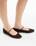 Veronica Beard Ellie Suede Flat - Espresso