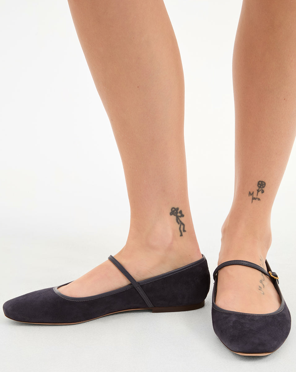 Veronica Beard Ellie Suede Flat - Eclipse