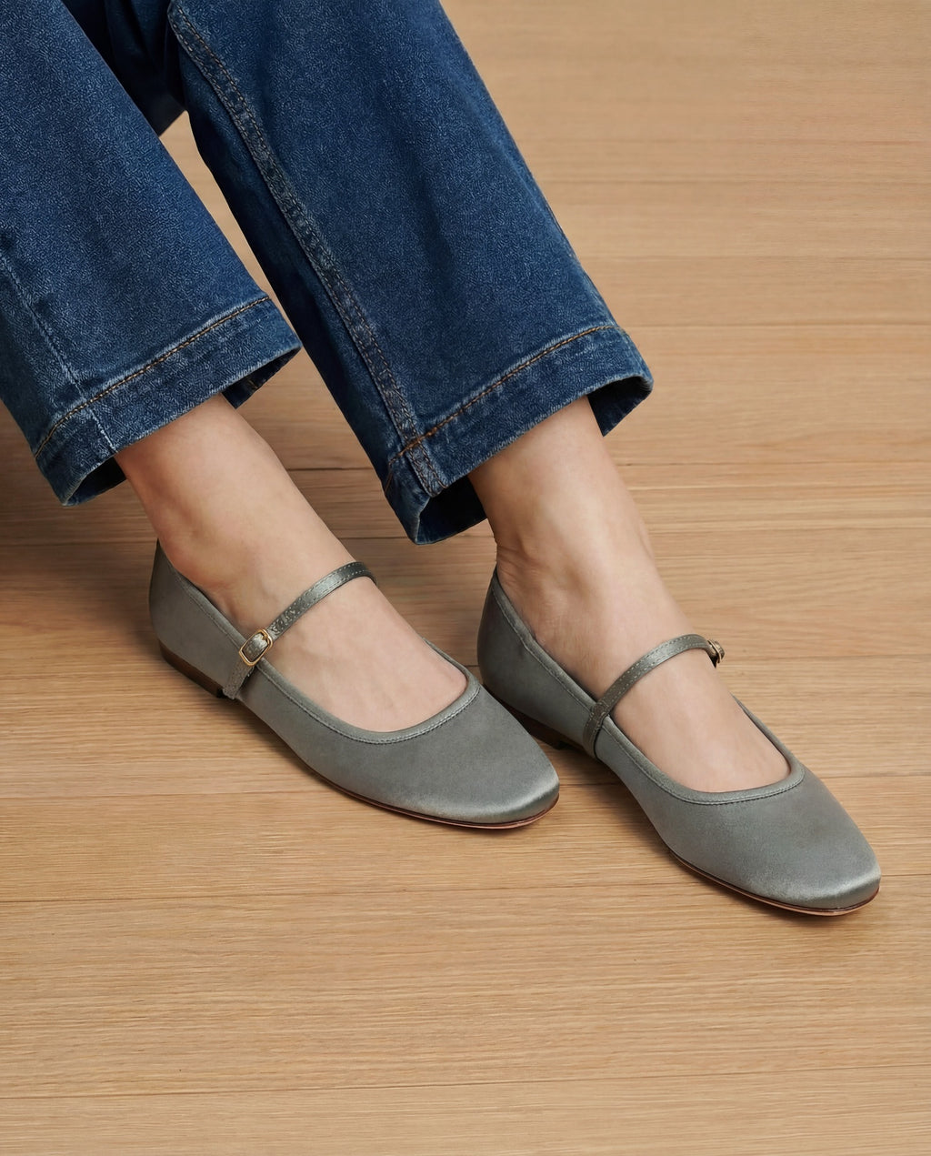 Veronica Beard Ellie Satin Flat - Stone Army