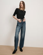 Veronica Beard Waldorf Ruched-Sleeve T-Shirt - Black