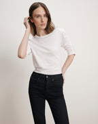 Veronica Beard Waldorf Ruched-Sleeve T-Shirt - White