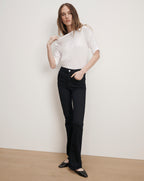 Veronica Beard Waldorf Ruched-Sleeve T-Shirt - White