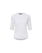 Veronica Beard Waldorf Ruched-Sleeve T-Shirt - White