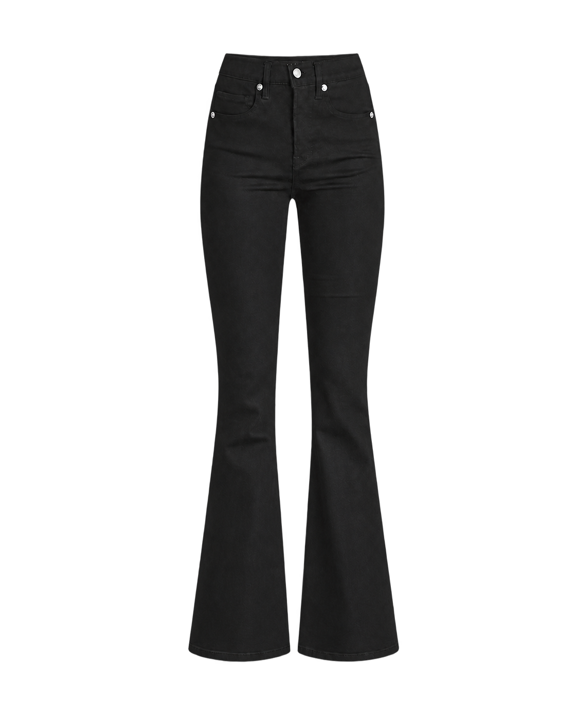 Veronica Beard Black flare denim jeans with button closure.