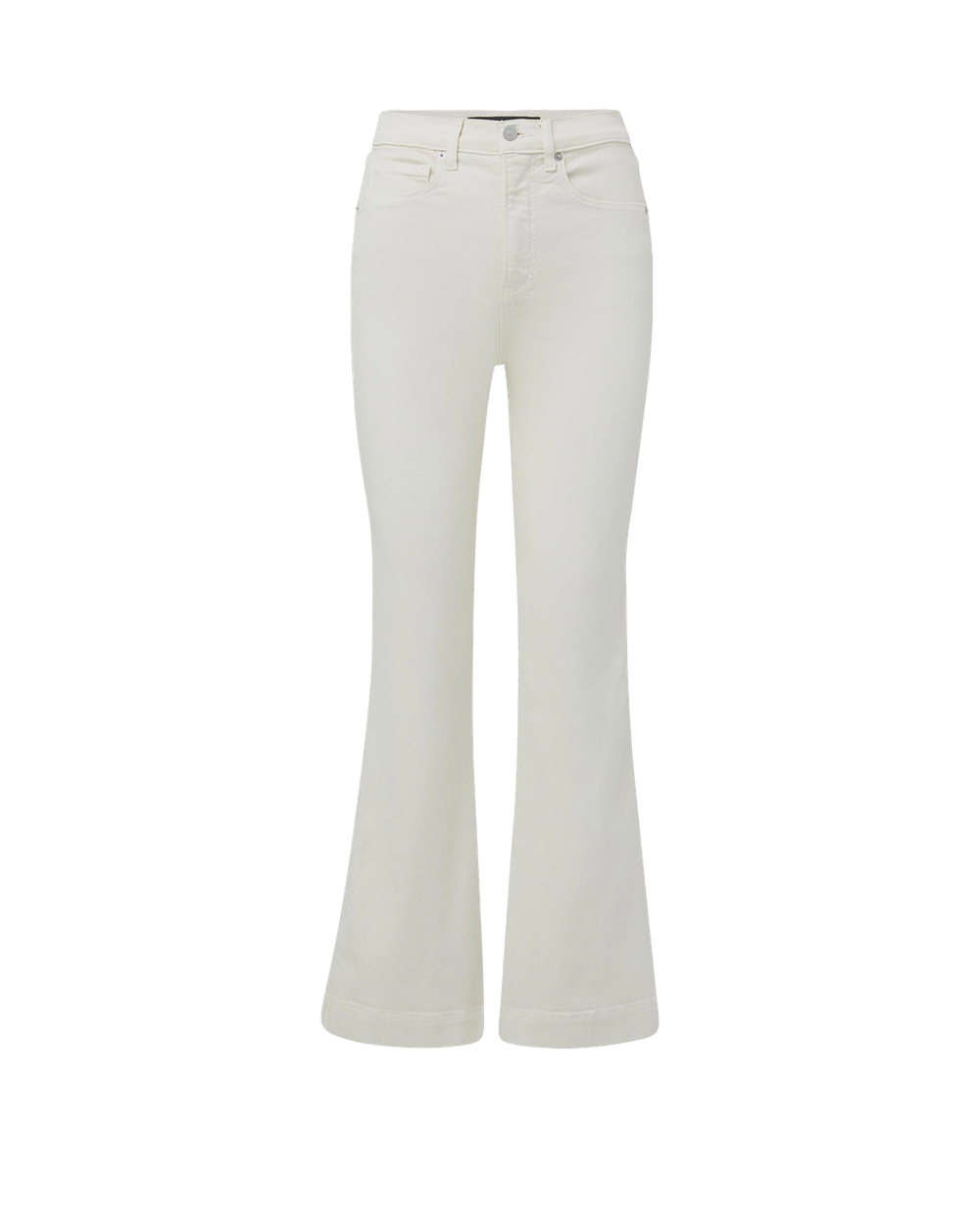 Veronica Beard White denim flare jeans with high-rise waist.