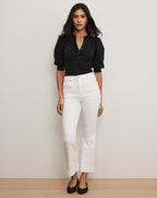 Veronica Beard Coralee Puff-Sleeve Top - Black