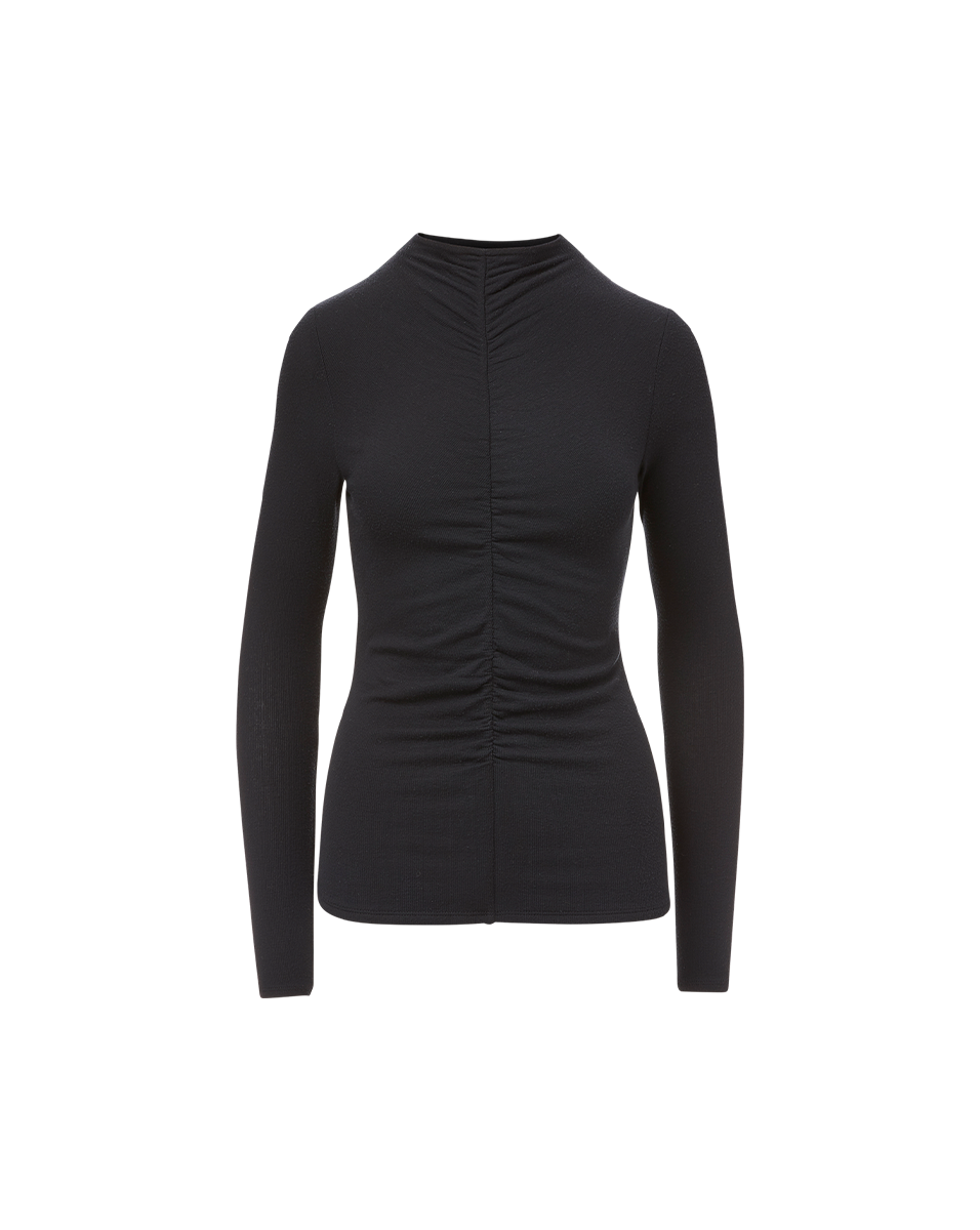 Veronica Beard Theresa Ruched Turtleneck - Black