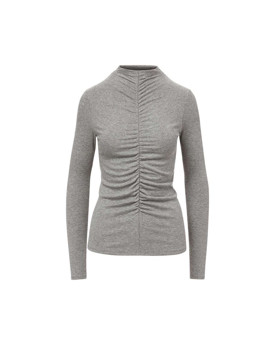 Veronica Beard Theresa Ruched Turtleneck - Heather Grey