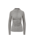 Veronica Beard Theresa Ruched Turtleneck - Heather Grey