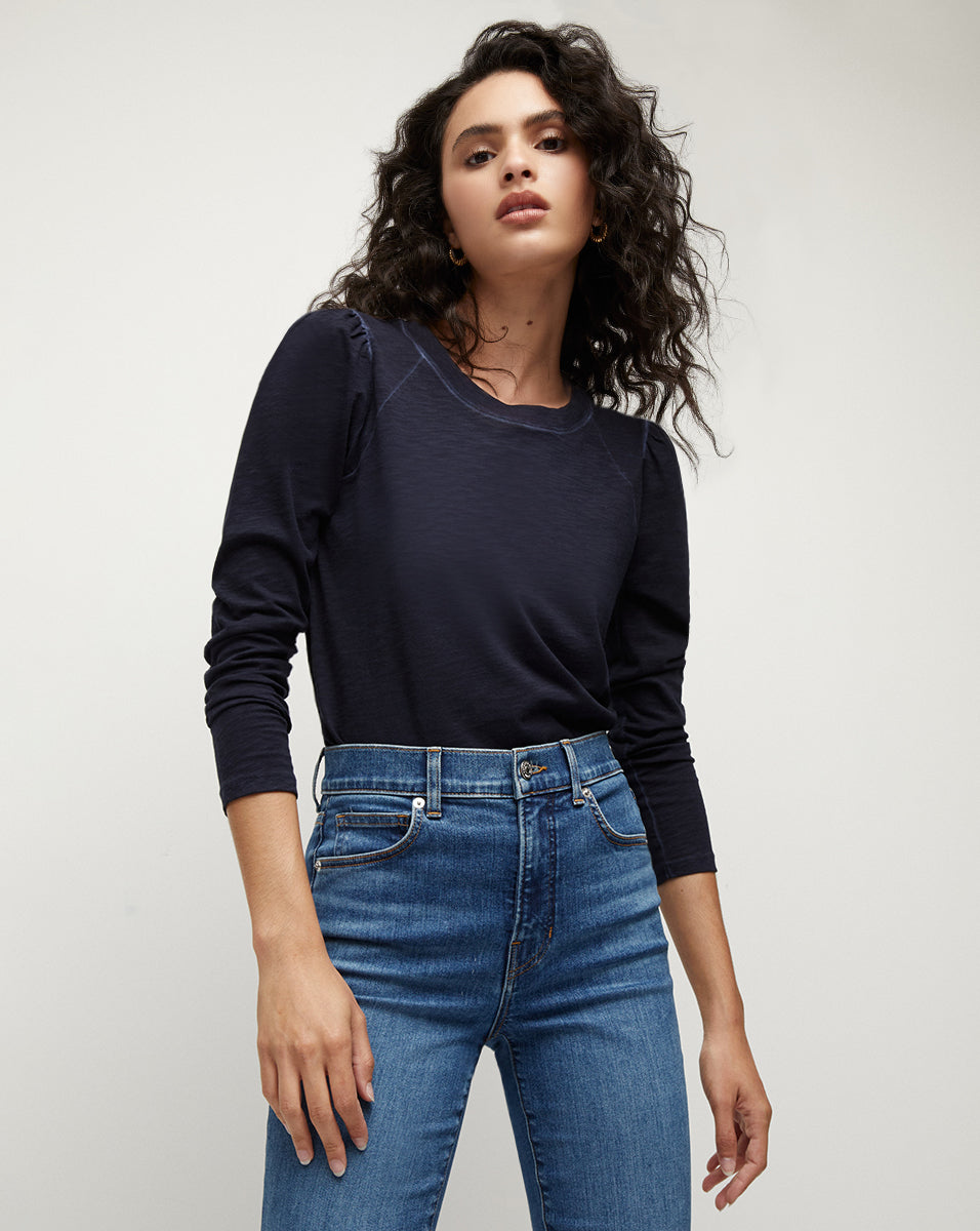Veronica Beard Mason Baseball Tee - Navy