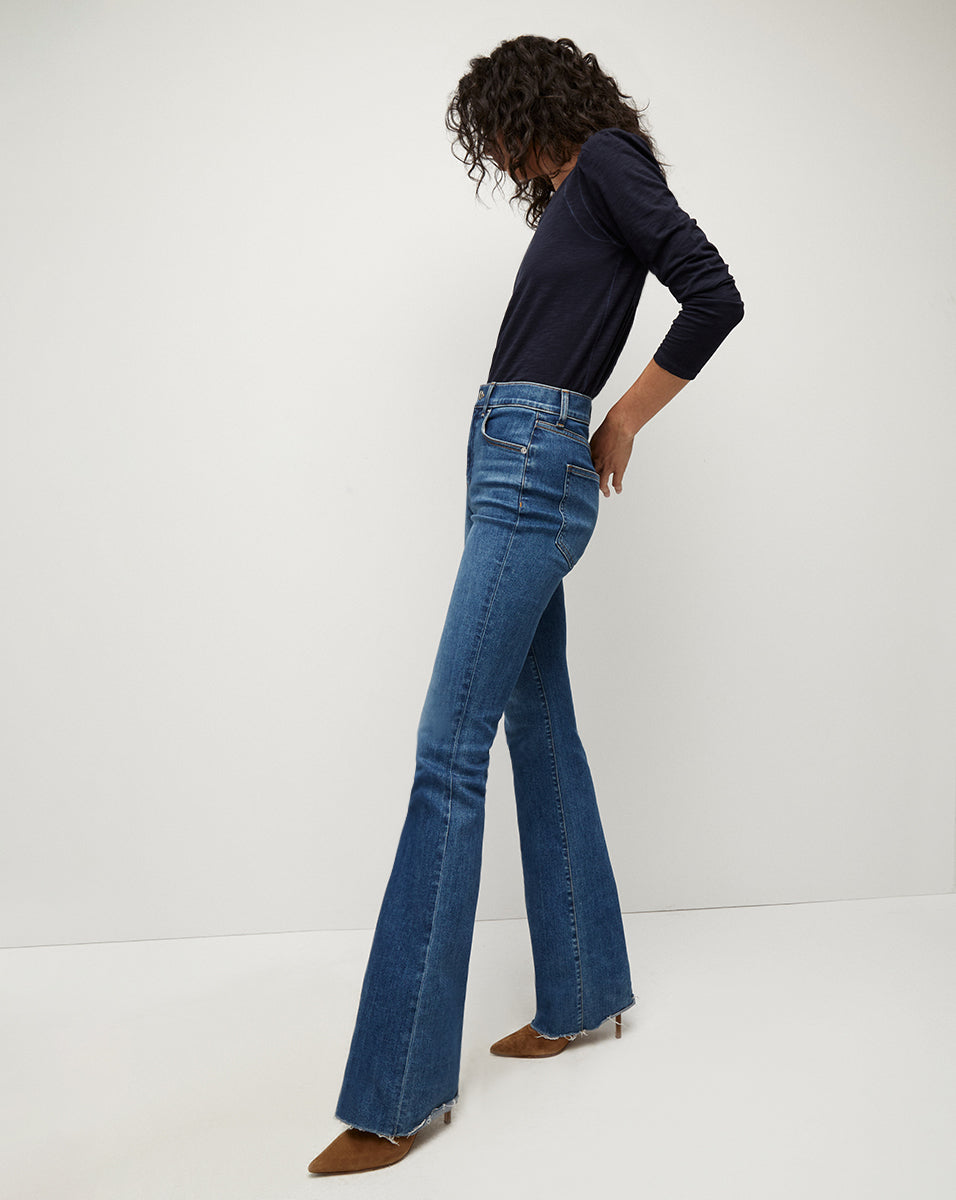 Veronica Beard Cameron Raw Hem Bootcut Jean - Serendipity