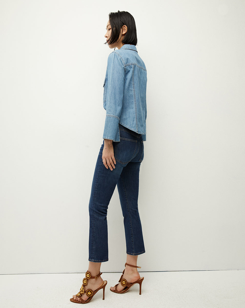 Veronica Beard Carly Kick-Flare Jean - Bright Blue