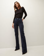 Veronica Beard Crosbie Slim Wide-Leg Pant - Navy