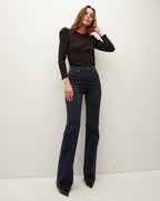 Veronica Beard Crosbie Slim Wide-Leg Pant - Navy