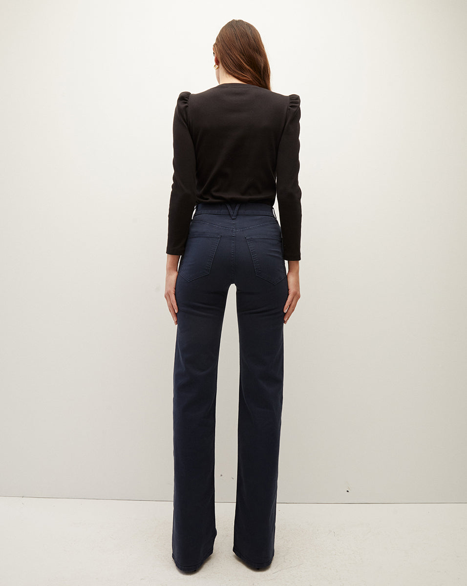 Veronica Beard Crosbie Slim Wide-Leg Pant - Navy