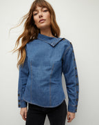 Veronica Beard Fauri Asymmetrical Denim Shirt - Cornflower