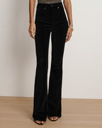 Veronica Beard Beverly Velvet Skinny-Flare Pant - Black