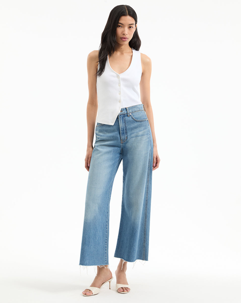 Veronica Beard Taylor Cropped Wide-Leg Jean - Enough Said