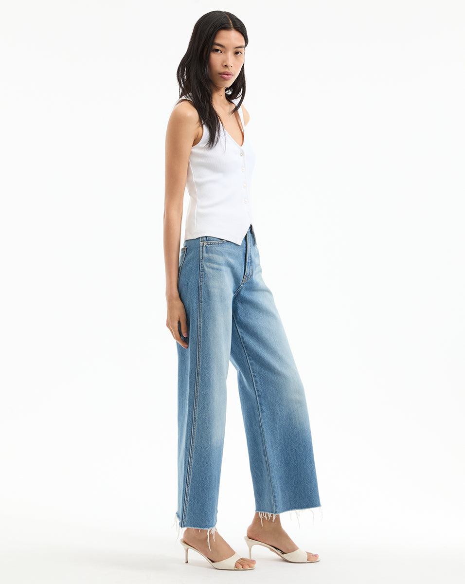 Veronica Beard Taylor Cropped Wide-Leg Jean - Enough Said