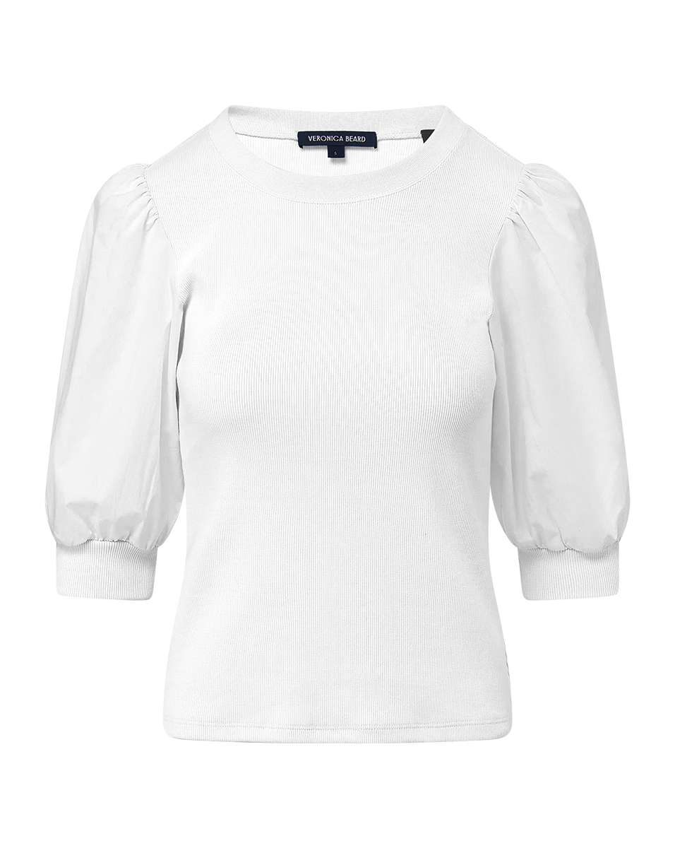 Veronica Beard Coralee Crewneck Top - White