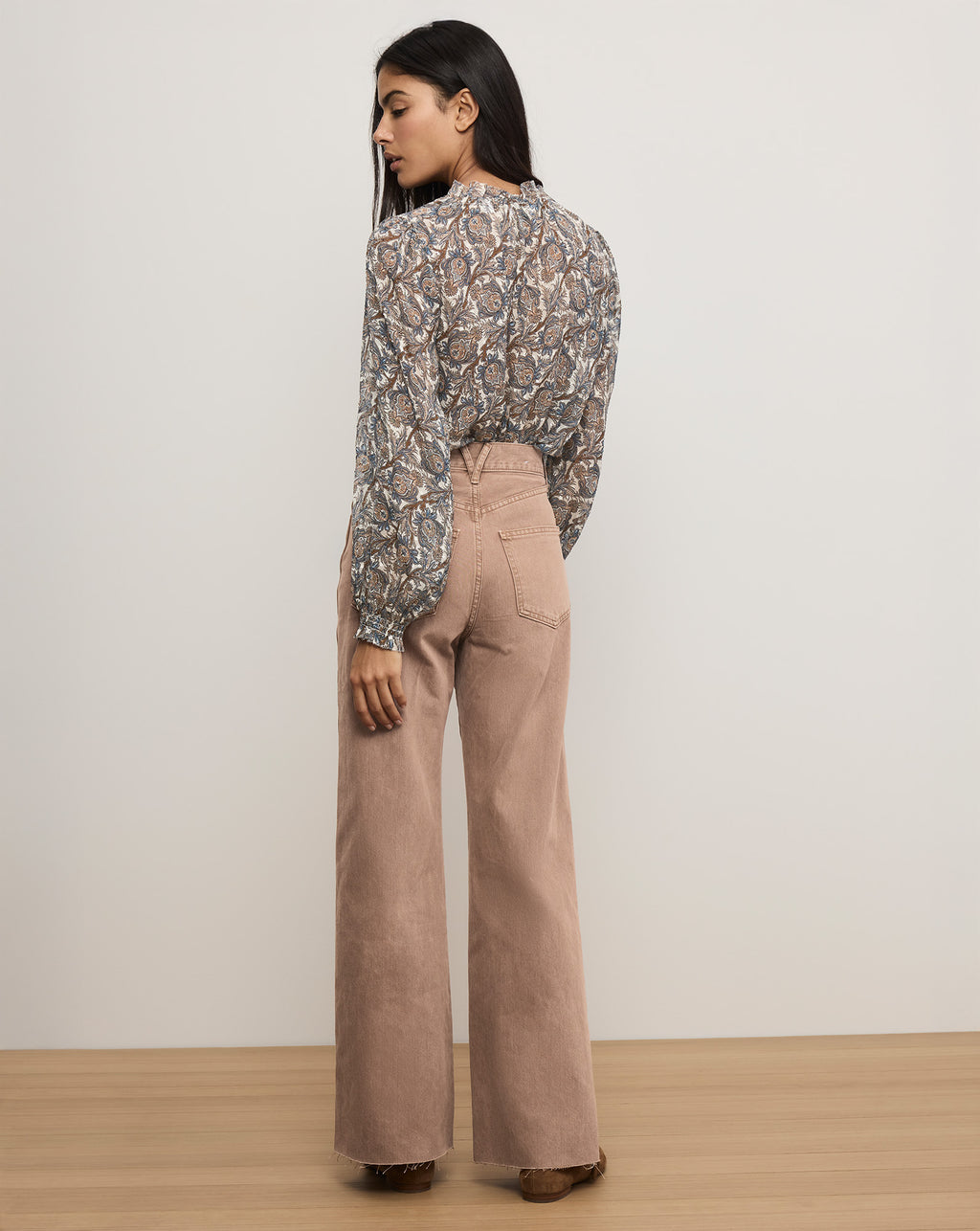 Veronica Beard Taylor Wide-Leg Jean - Tan Sierra