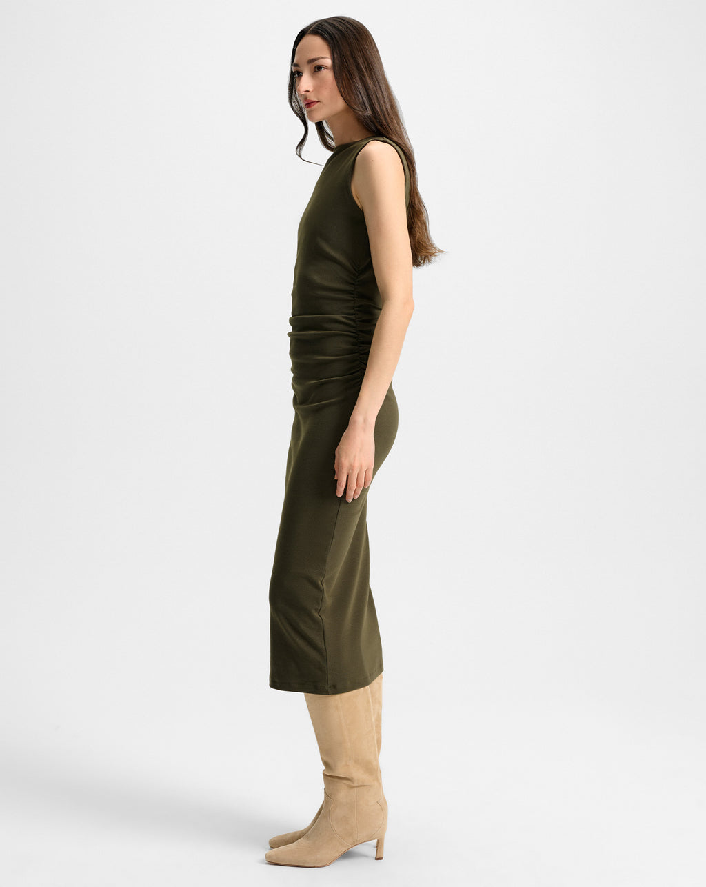 Veronica Beard Charissa Stretch-Cotton Midi Dress - Cypress