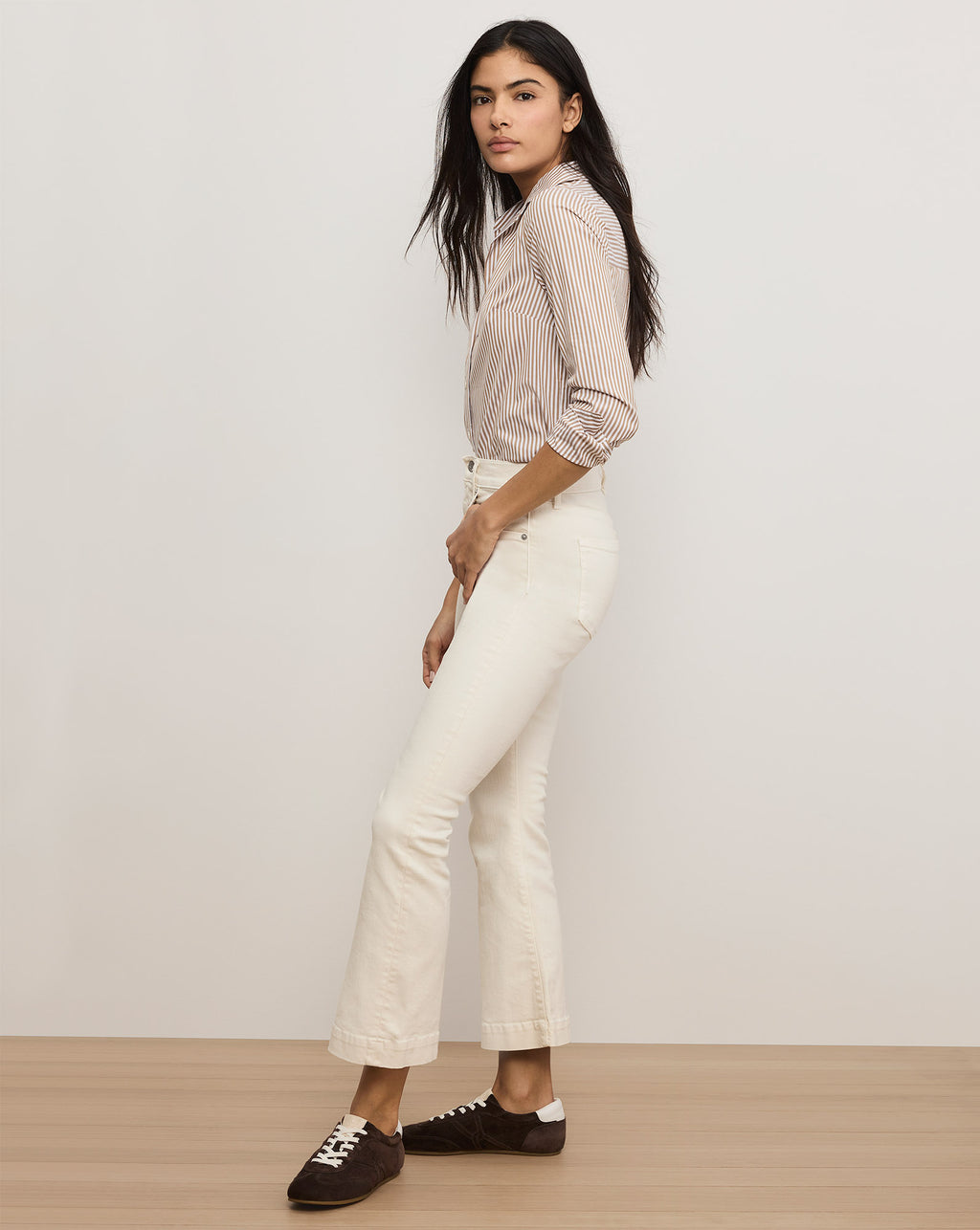 Veronica Beard Carson Kick-Flare Jean | Extended - Ecru