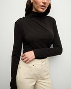 Veronica Beard Mylie Mock-Neck Top - Black
