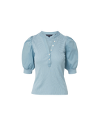 Veronica Beard Coralee Puff-Sleeve Tee - Sea Glass