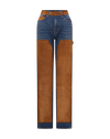 Veronica Beard Dylan Suede-Patchwork Straight-Leg Jean - Equinox Blue