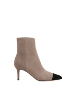 Veronica Beard Lisa Cap-Toe Mid-Heel Bootie - Taupe/Black
