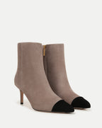 Veronica Beard Lisa Cap-Toe Mid-Heel Bootie - Taupe/Black