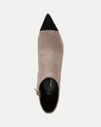Veronica Beard Lisa Cap-Toe Mid-Heel Bootie - Taupe/Black