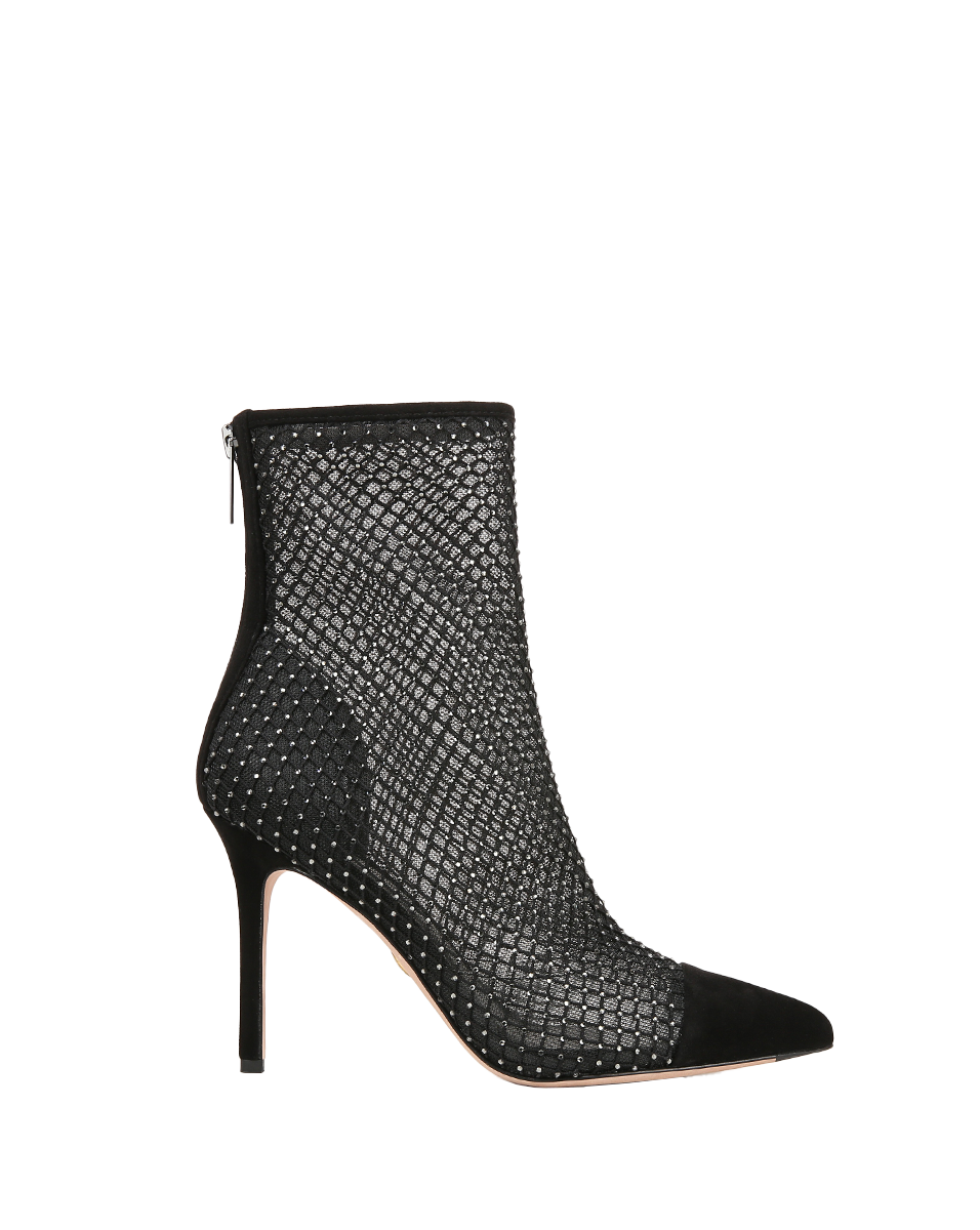 Veronica Beard Lisa Rhinestone Mesh Bootie - Black