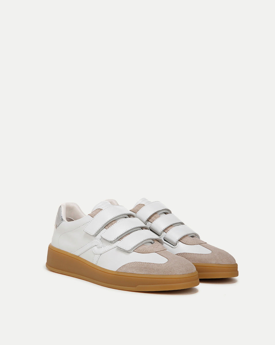 Veronica Beard Reagan Velcro Sneaker - White/Silver