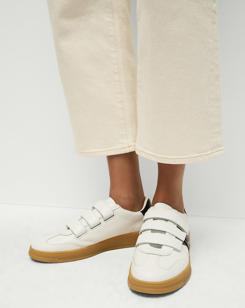Veronica Beard Reagan Velcro Sneaker - White/Black
