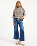 Veronica Beard Taylor Cropped Wide-Leg Jean - Bright Blue