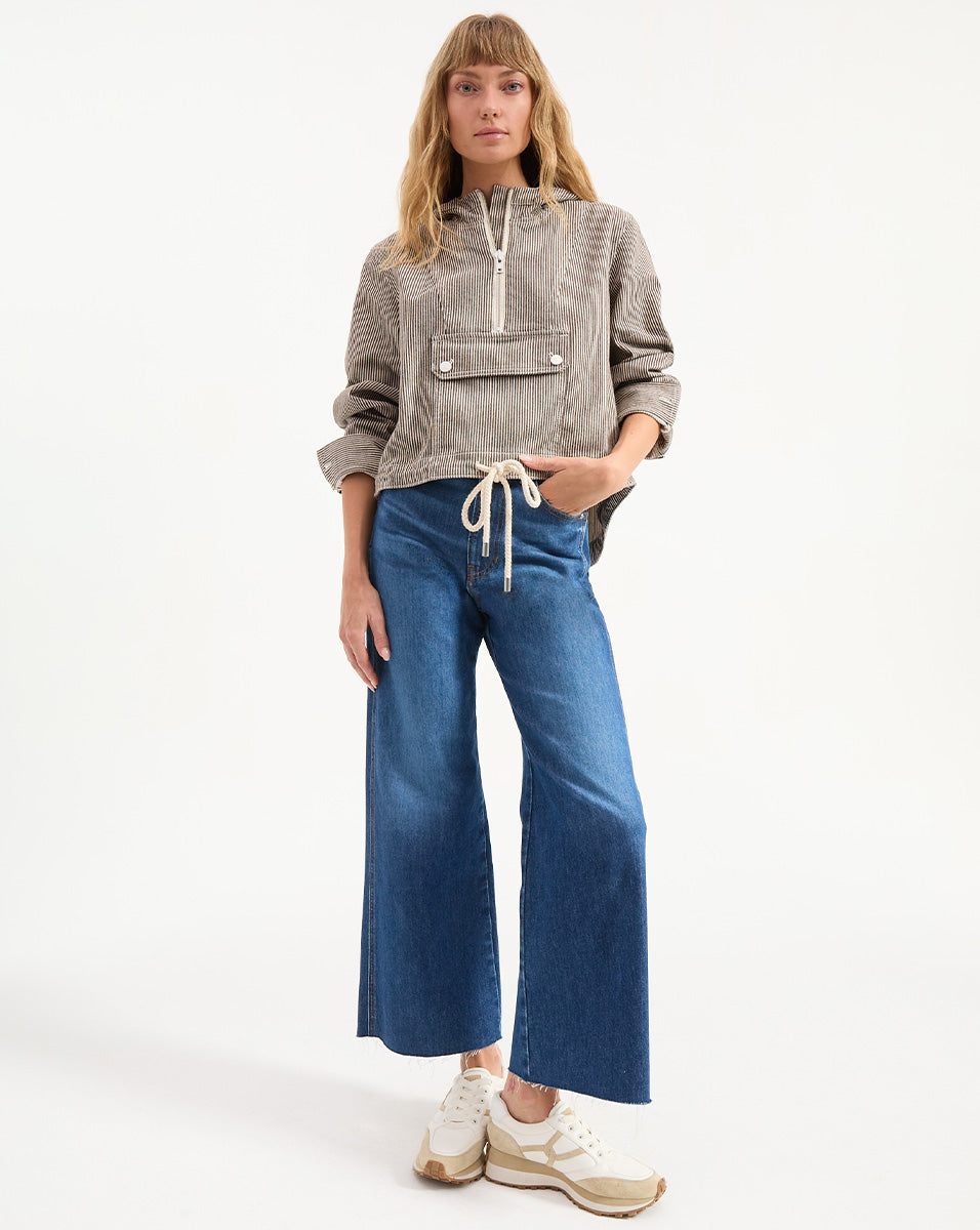 Veronica Beard Taylor Cropped Wide-Leg Jean - Bright Blue