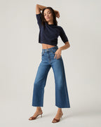 Veronica Beard Taylor Cropped Wide-Leg Jean - Bright Blue
