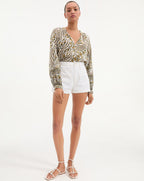 Veronica Beard Timmi Denim Short with Patch Pockets - White