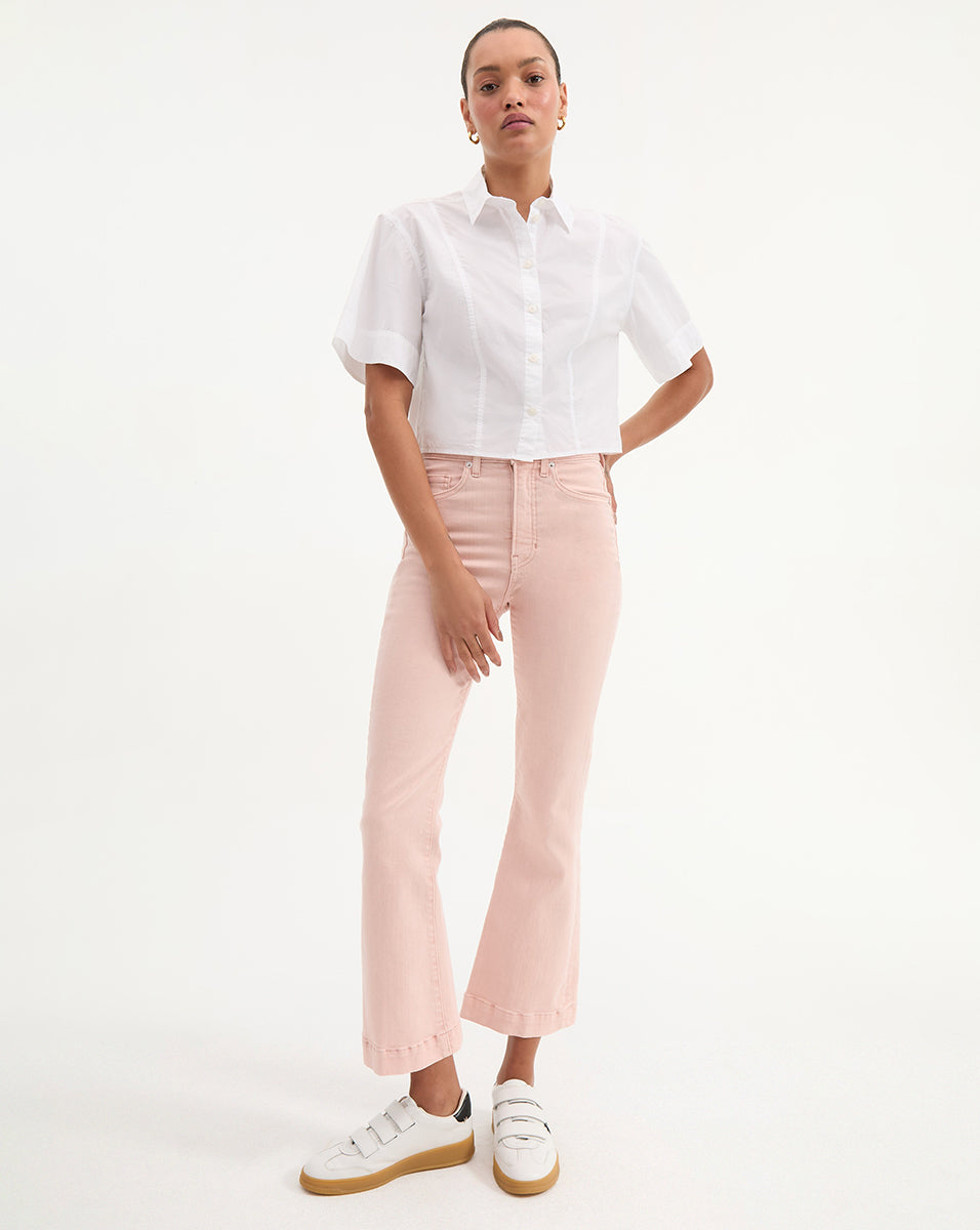 Veronica Beard Carson Kick-Flare Jean - Stoned Pink Shell
