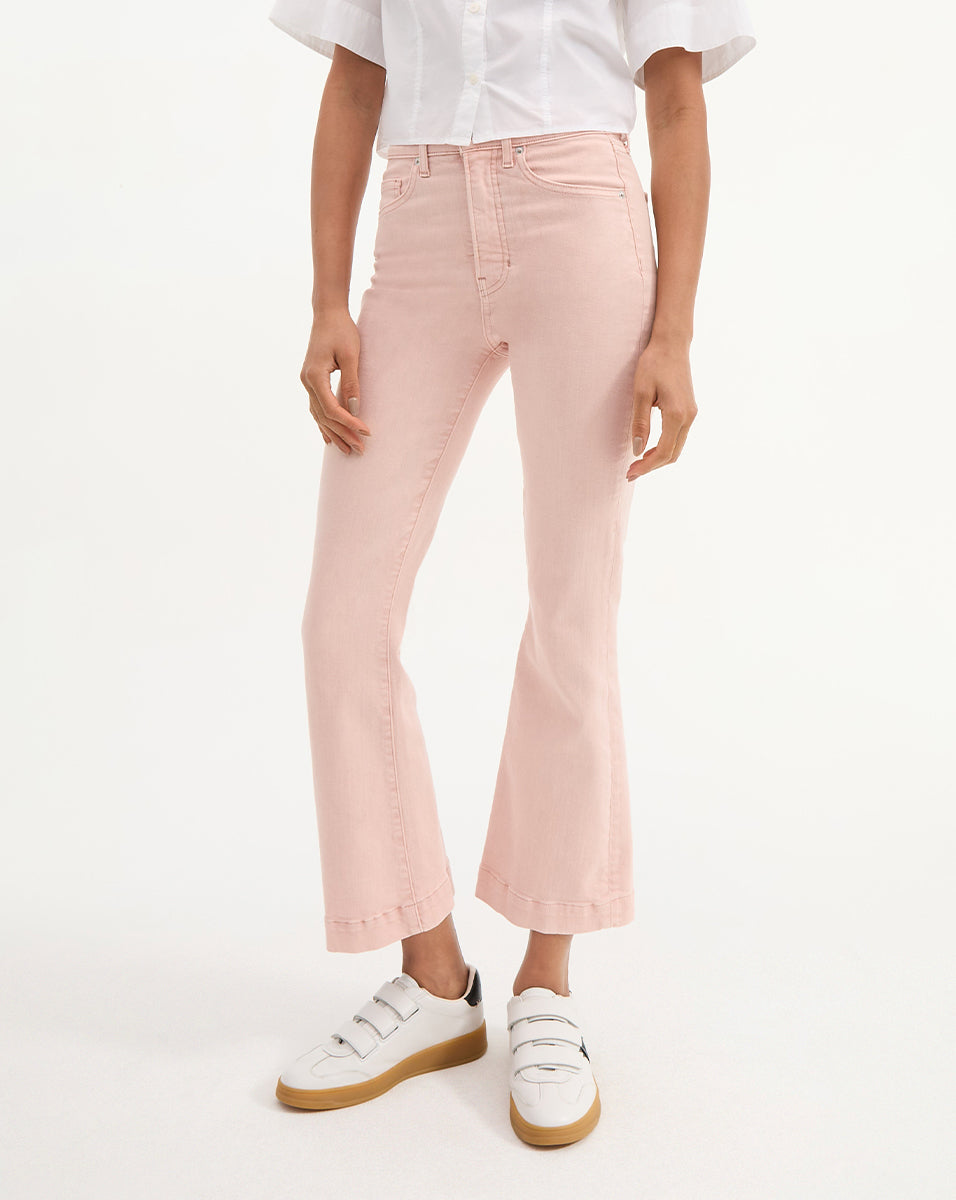 Veronica Beard Carson Kick-Flare Jean - Stoned Pink Shell