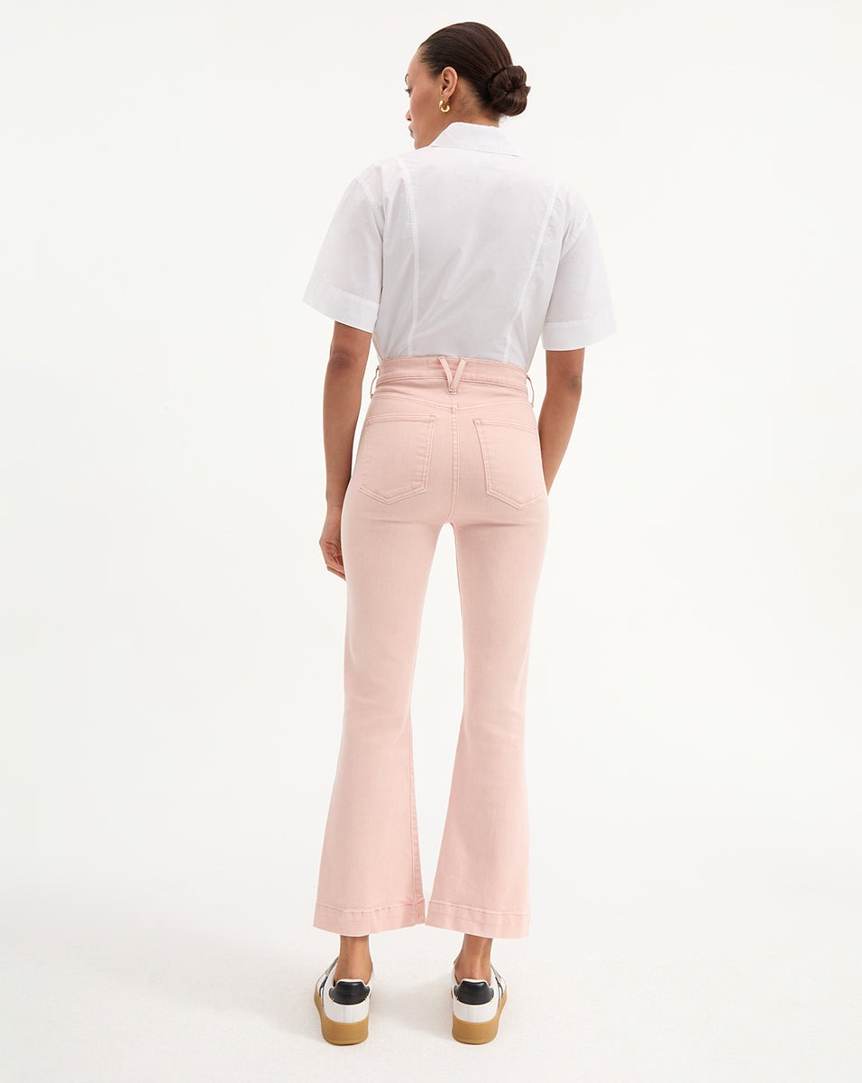 Veronica Beard Carson Kick-Flare Jean - Stoned Pink Shell
